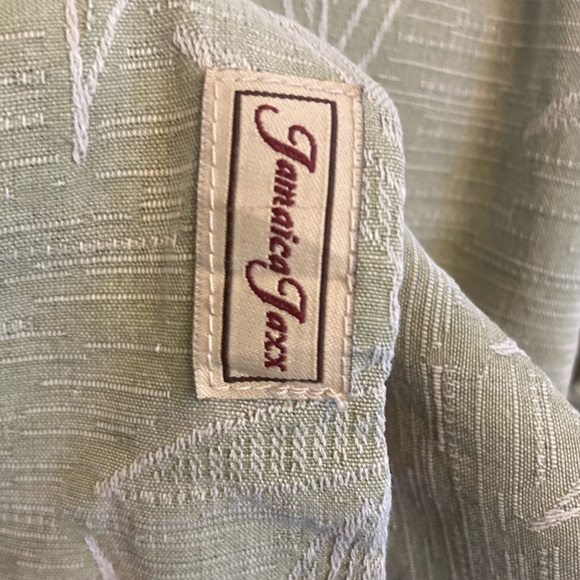 Jamaica Jaxx Silk Sage Palm Bamboo Print Men's Shirt Size Large Coconut Buttons - Picture 12 of 12